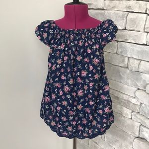 Cherokee navy blue floral top. Size 7/8.